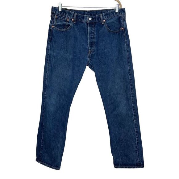 Levi's Other - Levi's 501 Mens Blue Button Fly Classic Straight Denim Jeans Sz 38x32